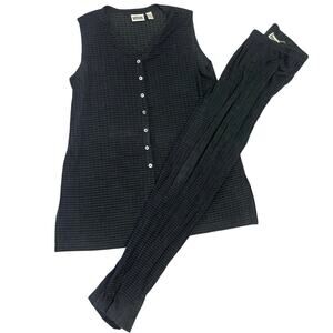 Chicos Travelers Set VINTAGE Size 3 (XL) Black Window Pane, 2 Piece Pull-On Pant